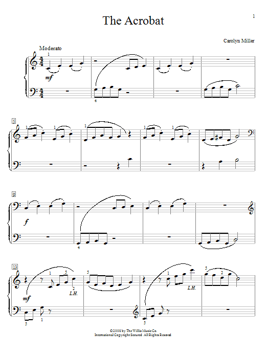 Carolyn Miller The Acrobat sheet music notes and chords. Download Printable PDF.