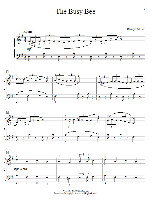 Carolyn Miller The Busy Bee sheet music notes and chords. Download Printable PDF.
