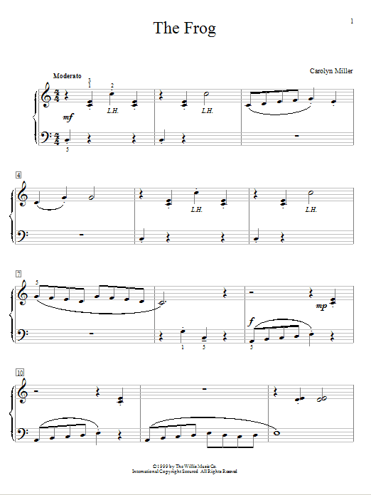 Carolyn Miller The Frog sheet music notes and chords. Download Printable PDF.