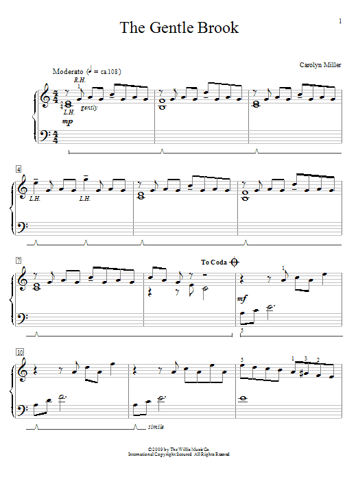 Carolyn Miller The Gentle Brook sheet music notes and chords. Download Printable PDF.