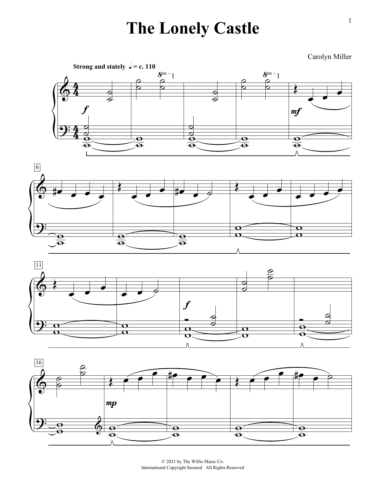 Carolyn Miller The Lonely Castle sheet music notes and chords. Download Printable PDF.