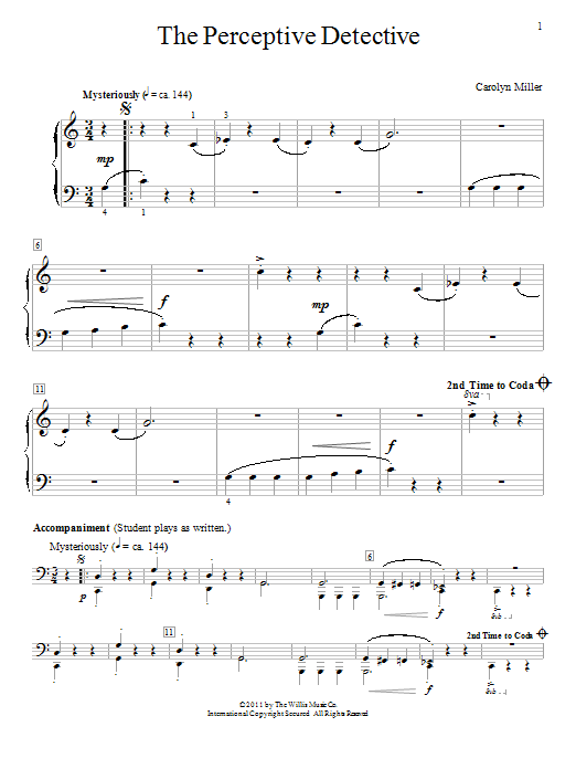 Carolyn Miller The Perceptive Detective sheet music notes and chords. Download Printable PDF.