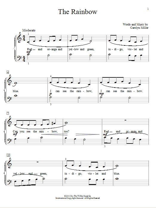 Carolyn Miller The Rainbow sheet music notes and chords. Download Printable PDF.