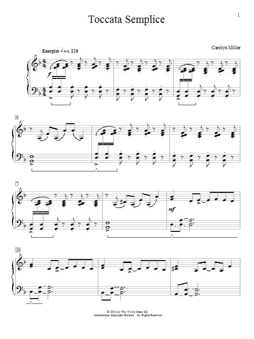 Carolyn Miller Toccata Semplice sheet music notes and chords. Download Printable PDF.