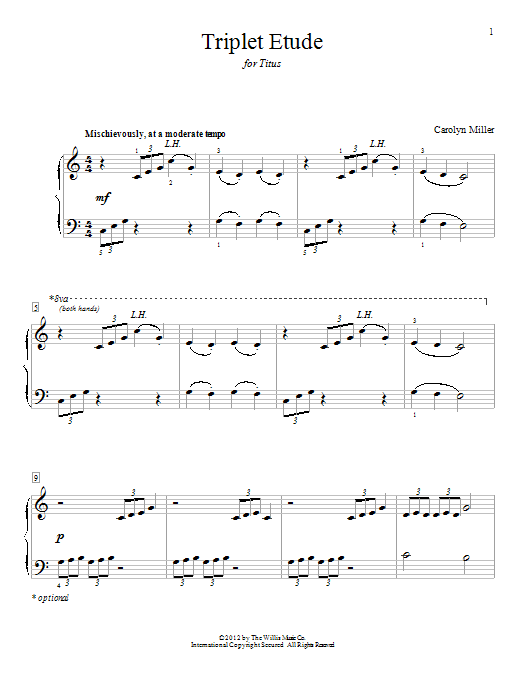 Carolyn Miller Triplet Etude sheet music notes and chords. Download Printable PDF.