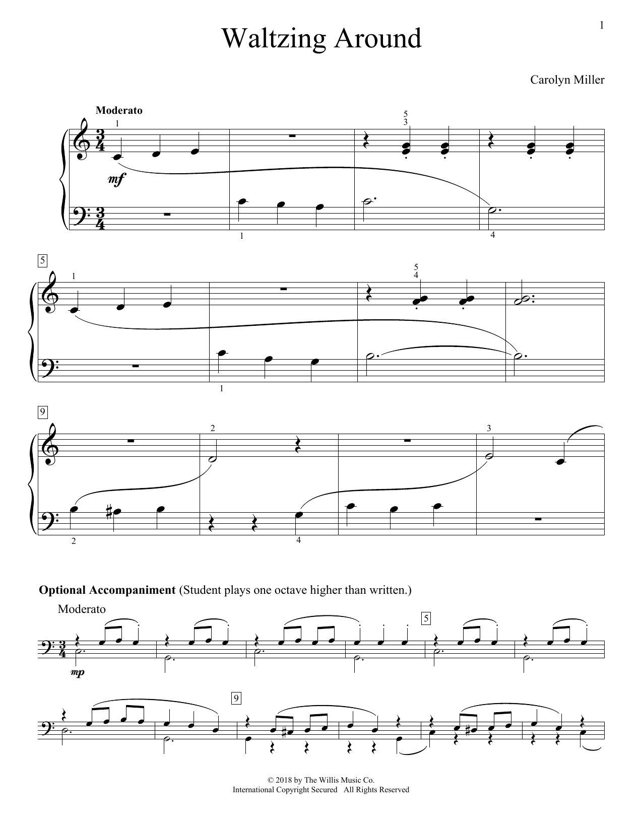 Carolyn Miller Waltzing Around sheet music notes and chords. Download Printable PDF.