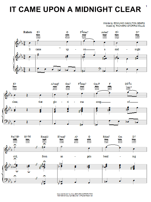 Carpenters It Came Upon A Midnight Clear sheet music notes and chords. Download Printable PDF.