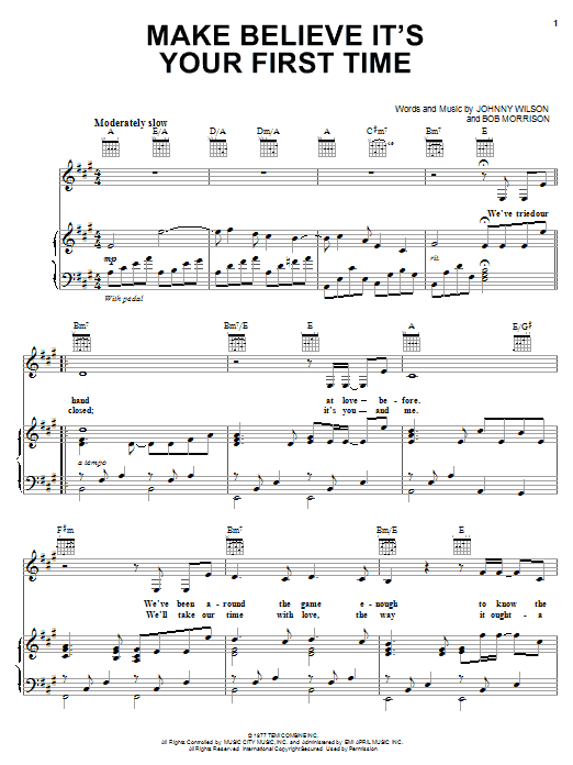 Learn to play Carpenters Make Believe It's Your First Time sheet music for Piano, Vocal & Guitar (Right-Hand Melody) in minutes. Carpenters Make Believe It's Your First Time sheet music notes and chords