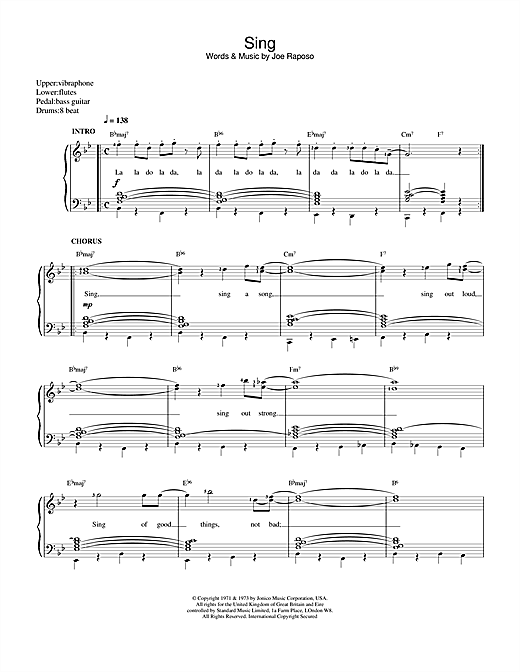 Carpenters Sing sheet music notes and chords. Download Printable PDF.