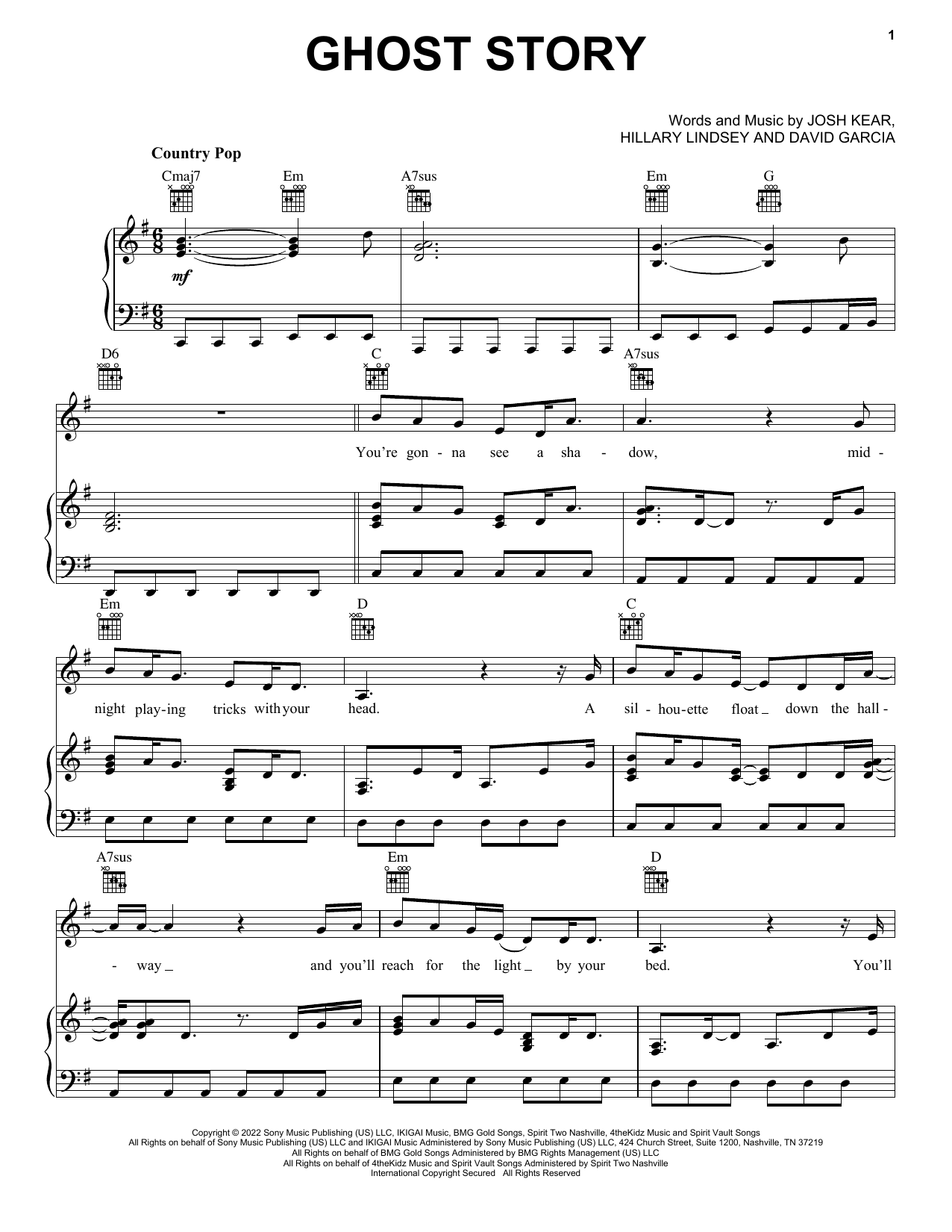 Carrie Underwood Ghost Story sheet music notes and chords. Download Printable PDF.