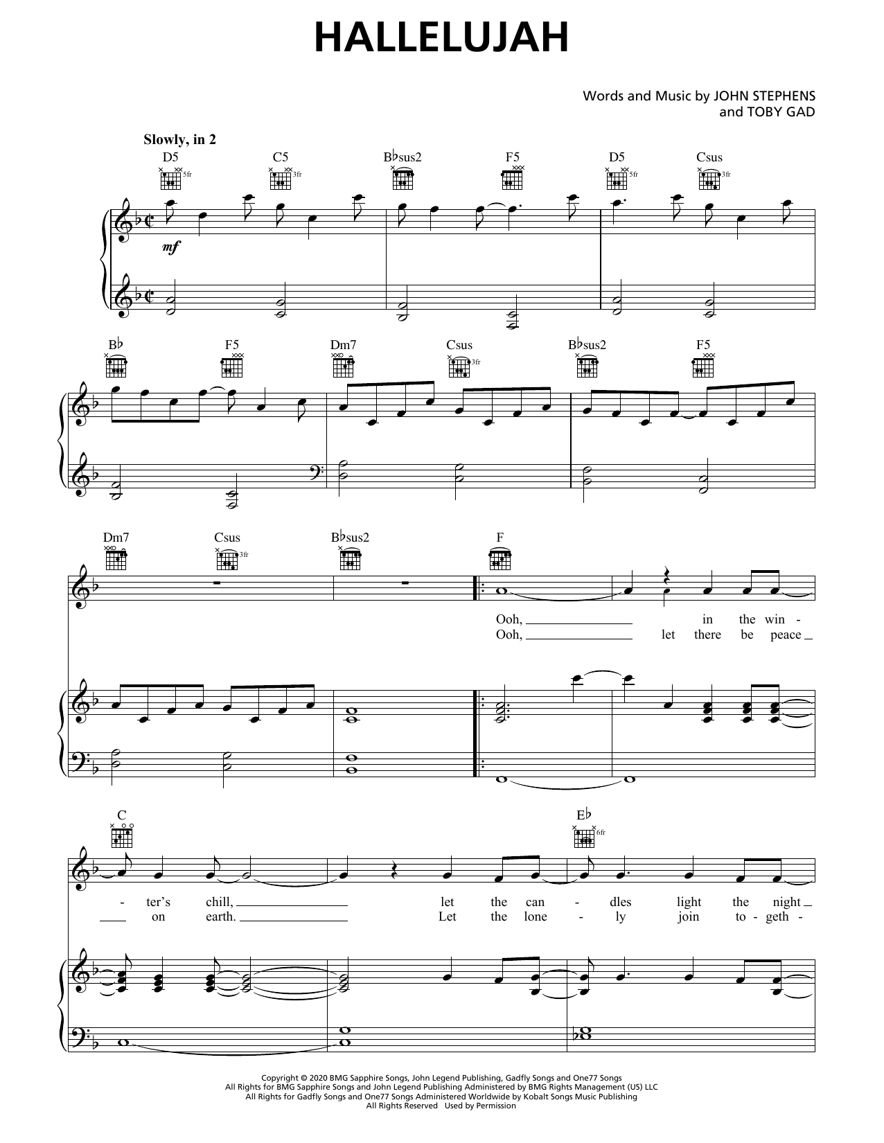 Carrie Underwood & John Legend Hallelujah sheet music notes and chords. Download Printable PDF.