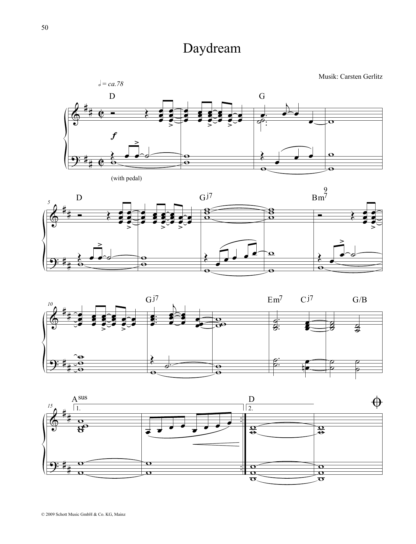 Carsten Gerlitz Daydream sheet music notes and chords. Download Printable PDF.