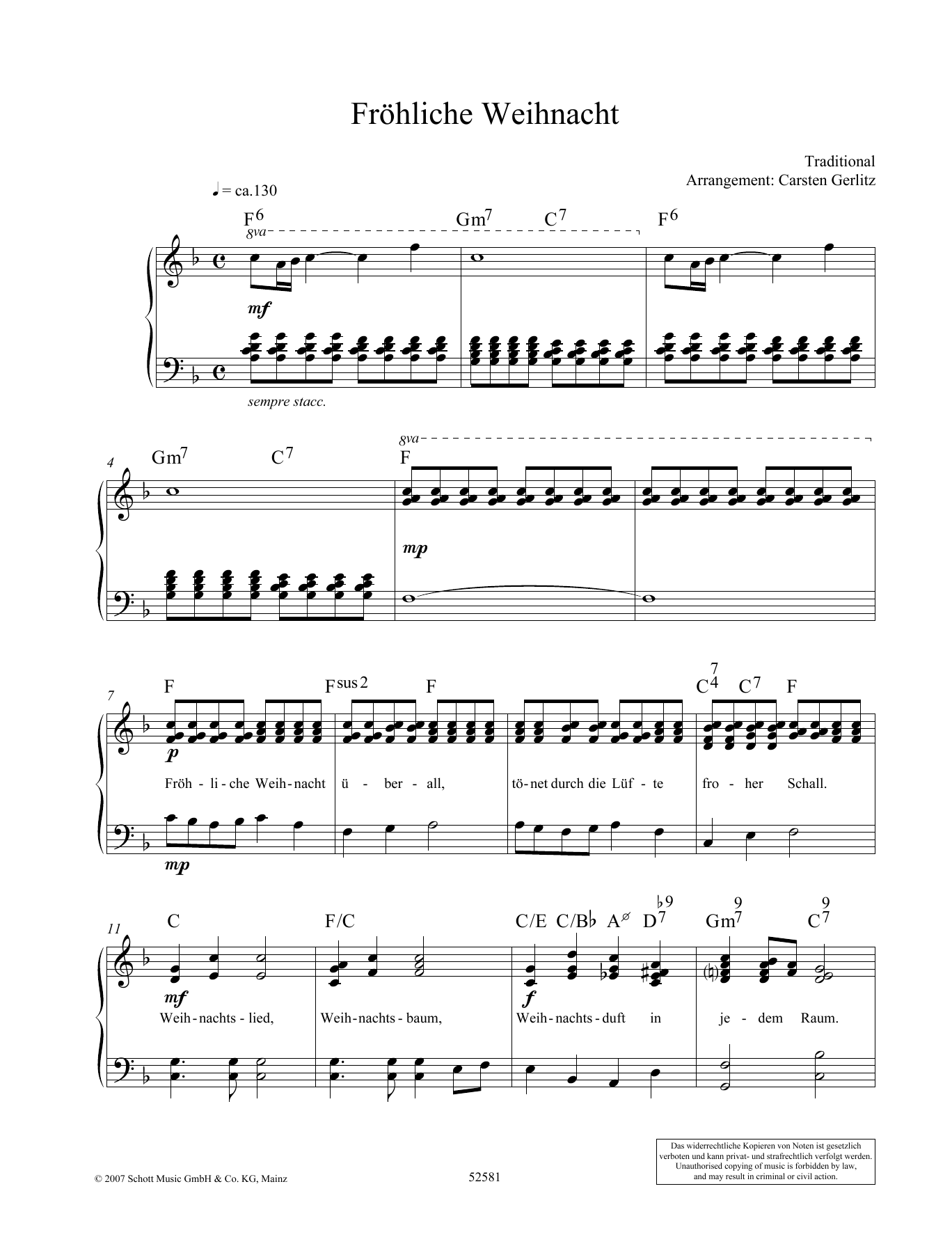 Carsten Gerlitz Fröhliche Weihnacht sheet music notes and chords. Download Printable PDF.