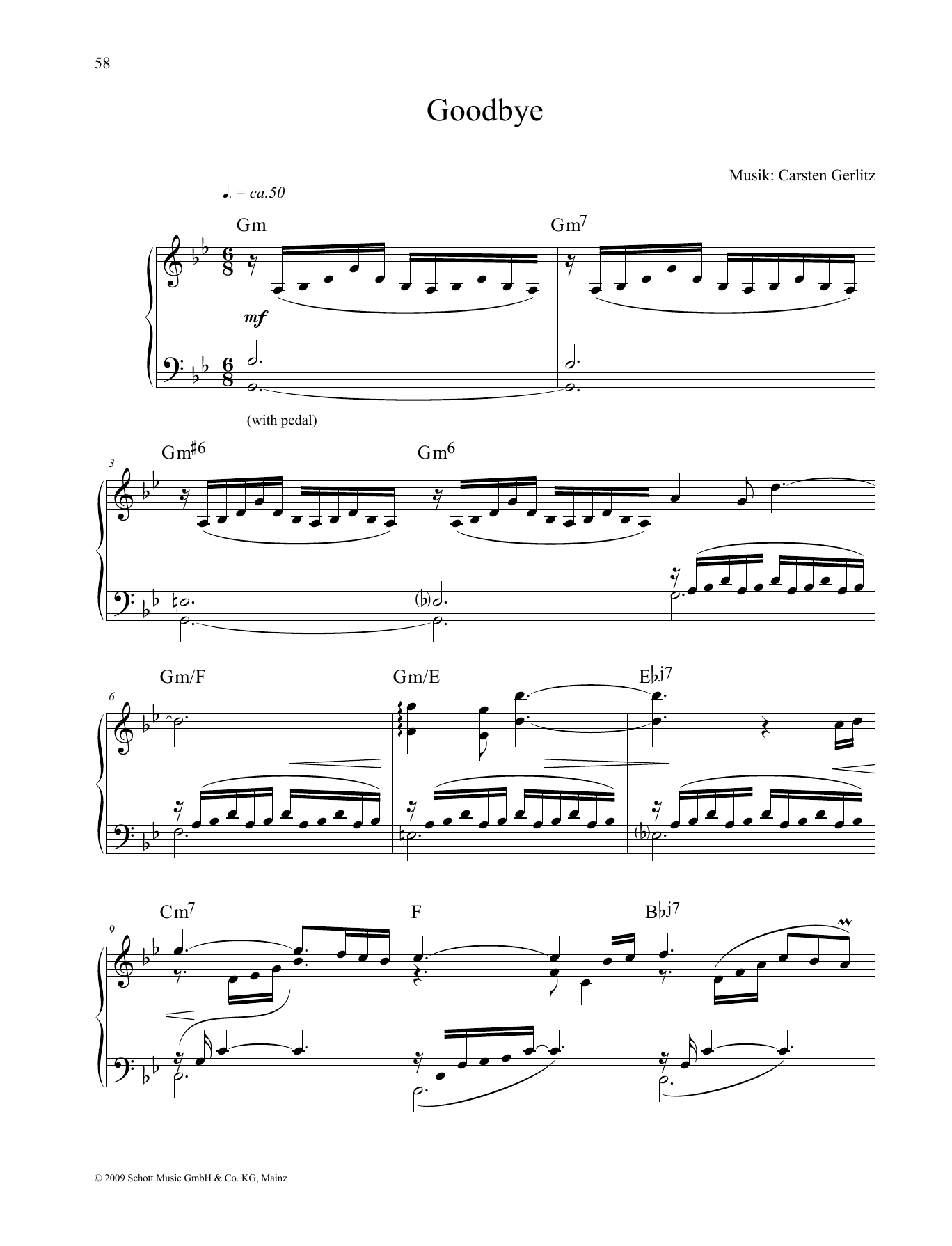 Carsten Gerlitz Goodbye sheet music notes and chords. Download Printable PDF.