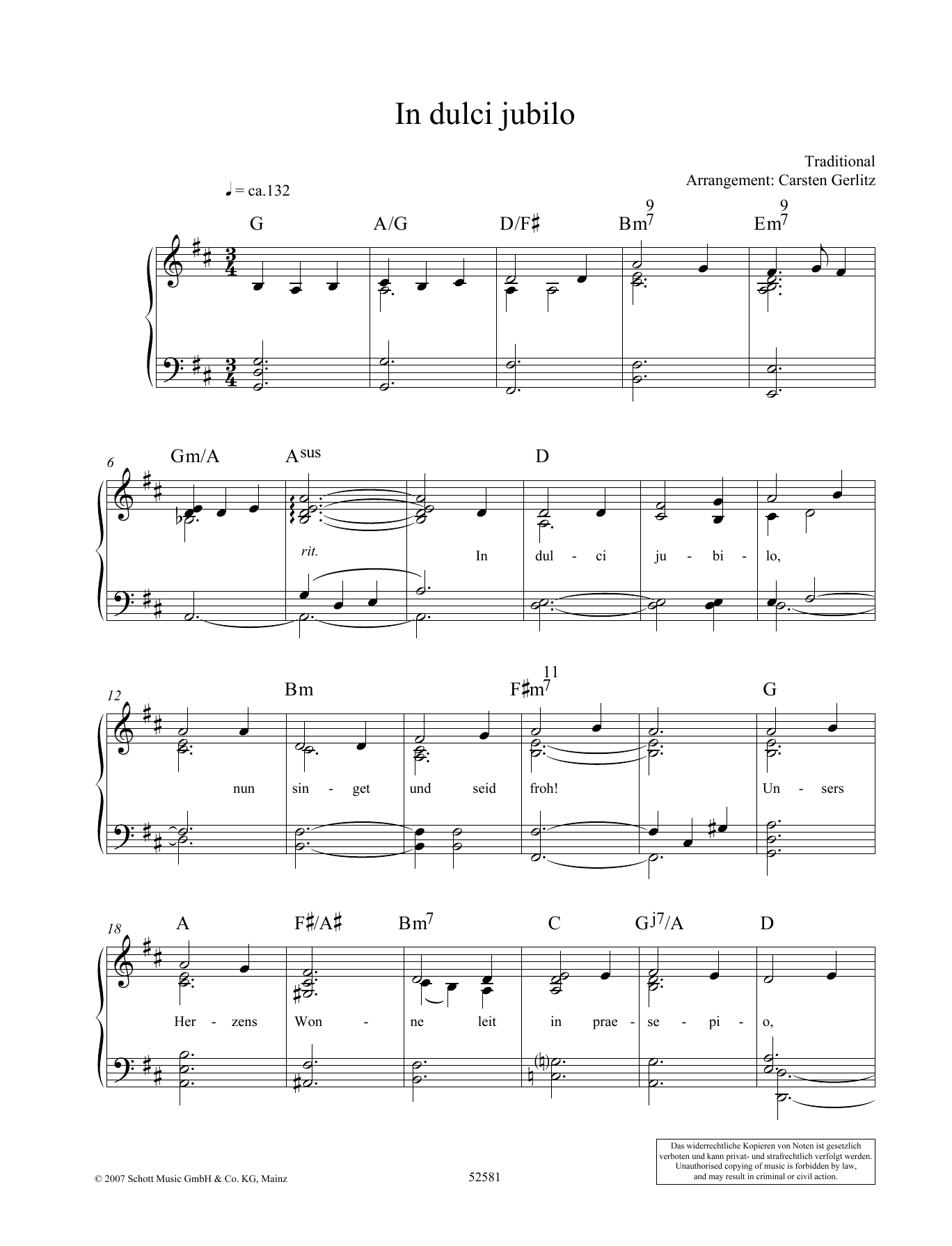 Carsten Gerlitz In Dulci Jubilo sheet music notes and chords. Download Printable PDF.