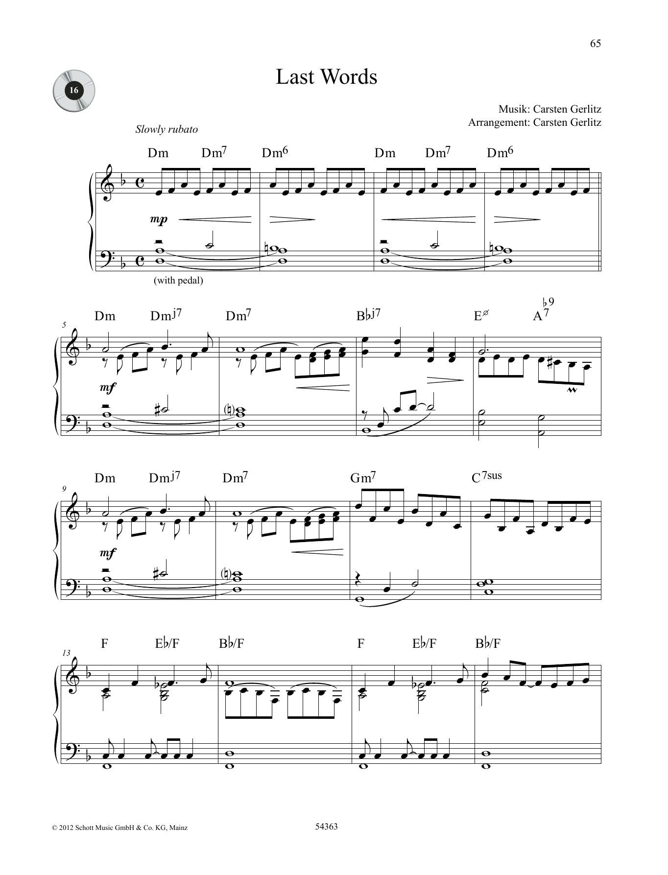 Carsten Gerlitz Last Words sheet music notes and chords. Download Printable PDF.