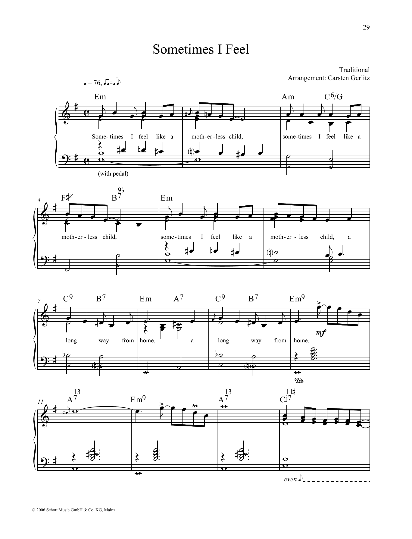 Carsten Gerlitz Sometimes I Feel sheet music notes and chords. Download Printable PDF.