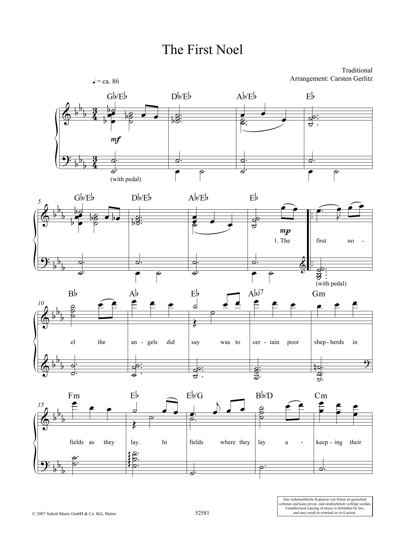 Carsten Gerlitz The First Noel Sheet Music Pdf Notes Chords Christmas Score Piano Vocal Download Printable Sku