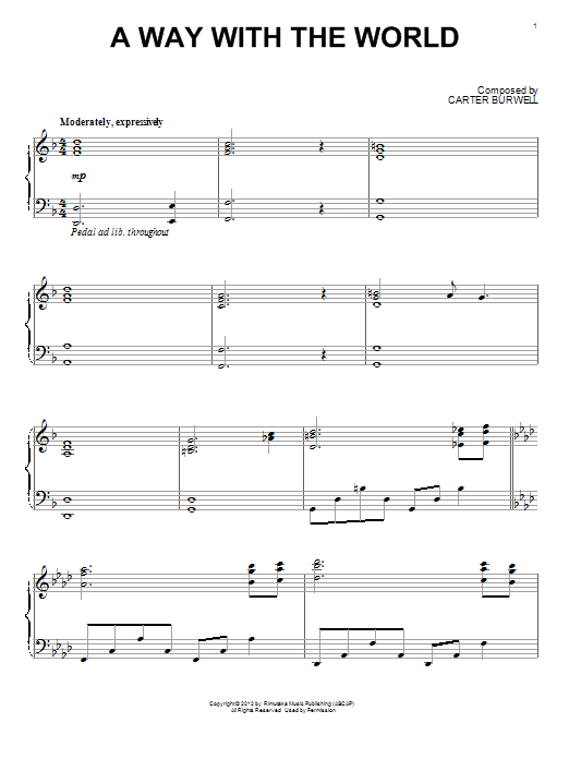 Carter Burwell A Way With The World sheet music notes and chords. Download Printable PDF.