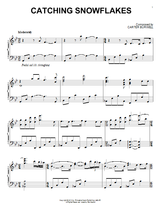 Carter Burwell Catching Snowflakes sheet music notes and chords. Download Printable PDF.