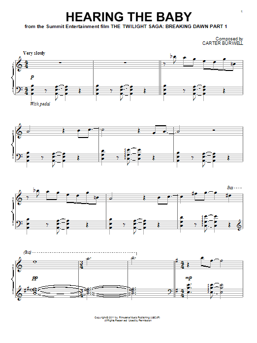 Carter Burwell Hearing The Baby sheet music notes and chords. Download Printable PDF.