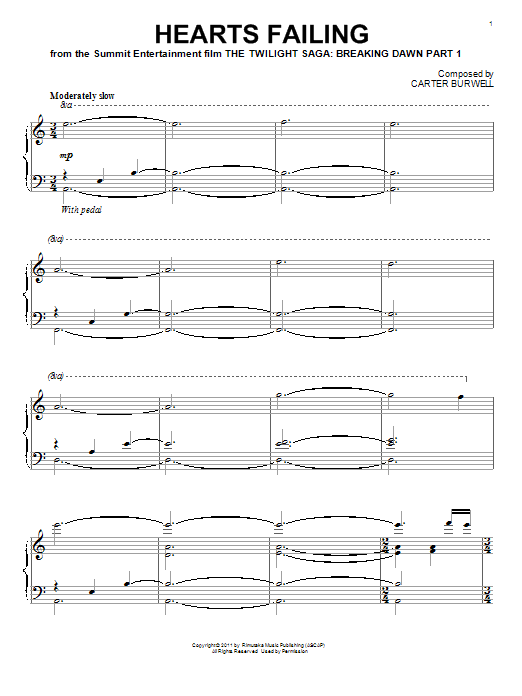 Carter Burwell Hearts Failing sheet music notes and chords. Download Printable PDF.