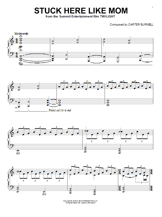 Carter Burwell Stuck Here Like Mom Sheet Music Pdf Notes Chords Pop Score Piano Solo Download Printable Sku 92348