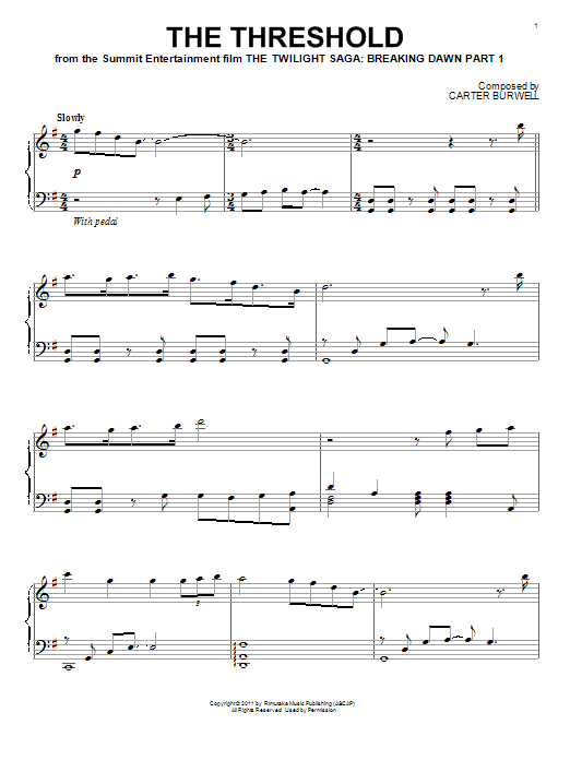 Carter Burwell The Threshold sheet music notes and chords. Download Printable PDF.