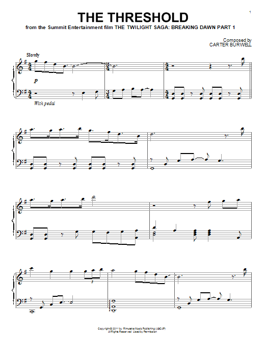 Learn to play Carter Burwell The Threshold sheet music for Piano Solo in minutes. Carter Burwell The Threshold sheet music notes and chords. Download Printable PDF.