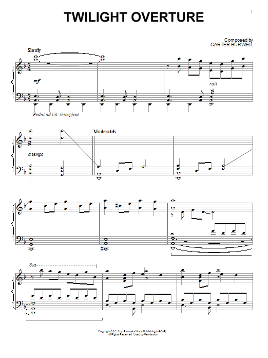 Carter Burwell Twilight Overture sheet music notes and chords. Download Printable PDF.