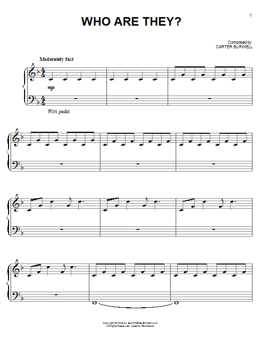 Learn to play Carter Burwell Who Are They? sheet music for Big Note Piano in minutes. Price: 6.9900$ Carter Burwell Who Are They? sheet music notes and chords arranged for Big Note Piano