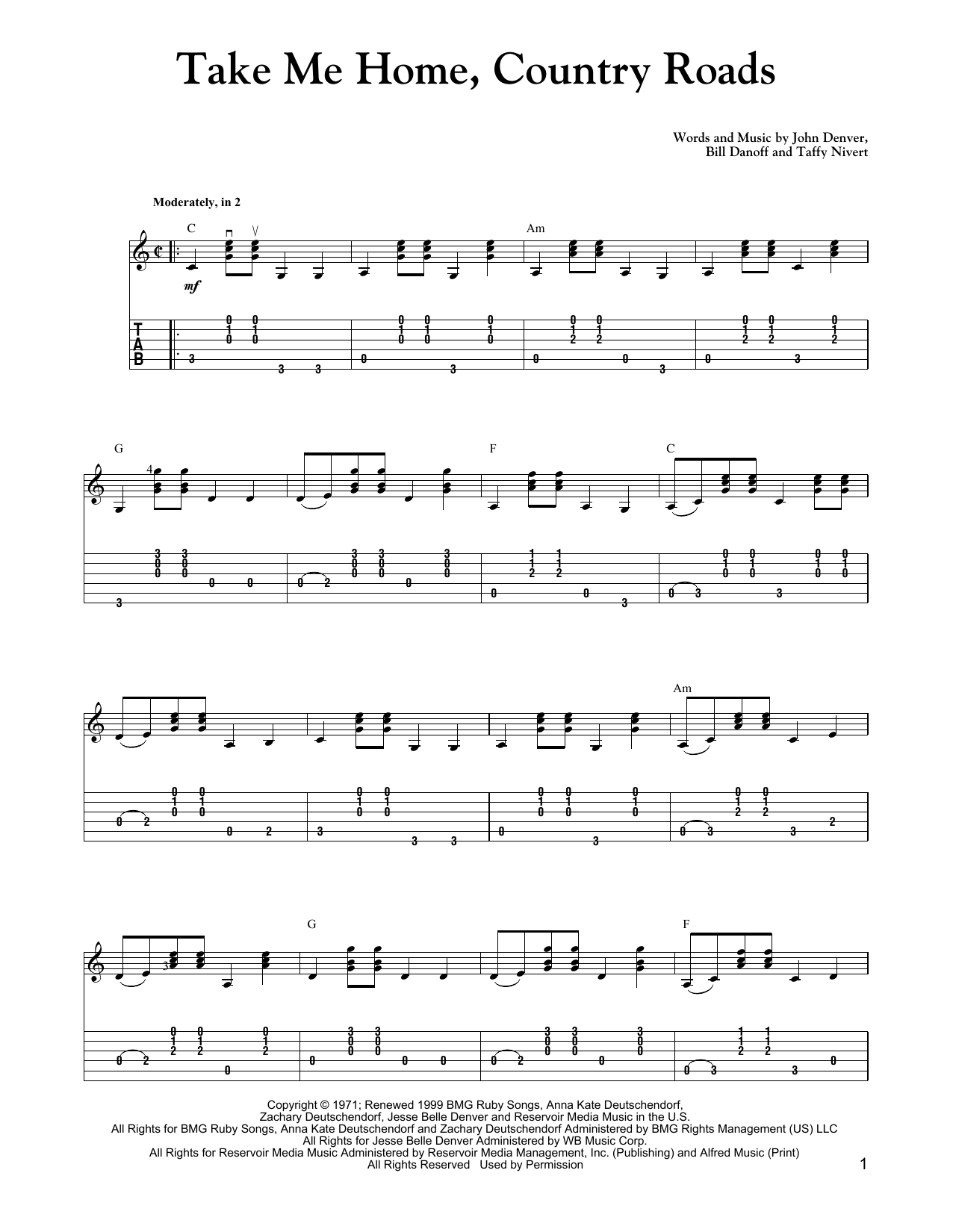 Carter Style Guitar Take Me Home Country Roads Sheet Music Pdf Notes Chords Pop Score Guitar Tab Download Printable Sku 157653