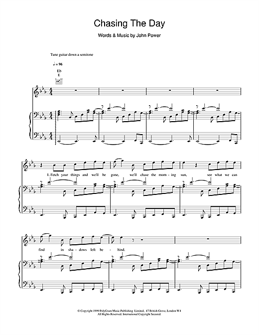 Cast Chasing The Day sheet music notes and chords. Download Printable PDF.