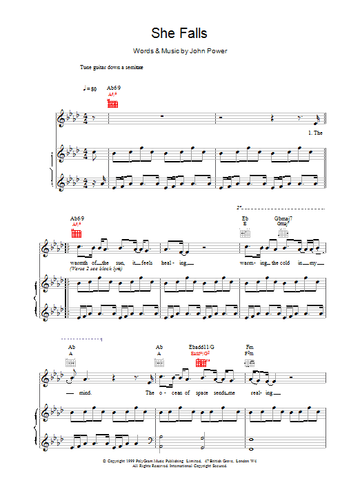 Cast She Falls sheet music for Piano, Vocal & Guitar (Right-Hand Melody) in minutes. Price: 7.8900$ Cast She Falls sheet music notes and chords. Download Printable PDF.