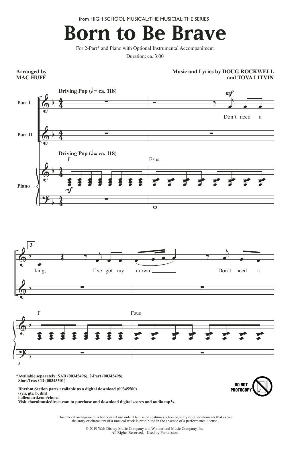 Learn to play Cast of High School Musical: The Musical: The Series Born To Be Brave (from High School Musical: The Musical: The Series) (arr. Mac Huff) sheet music for SAB Choir in minutes. Price: 3.9900$ Cast of High School Musical: The Musical: The Series Born To Be Brave (from High School Musical: The Musical: The Series) (arr. Mac Huff) sheet music notes and chords arranged for SAB Choir