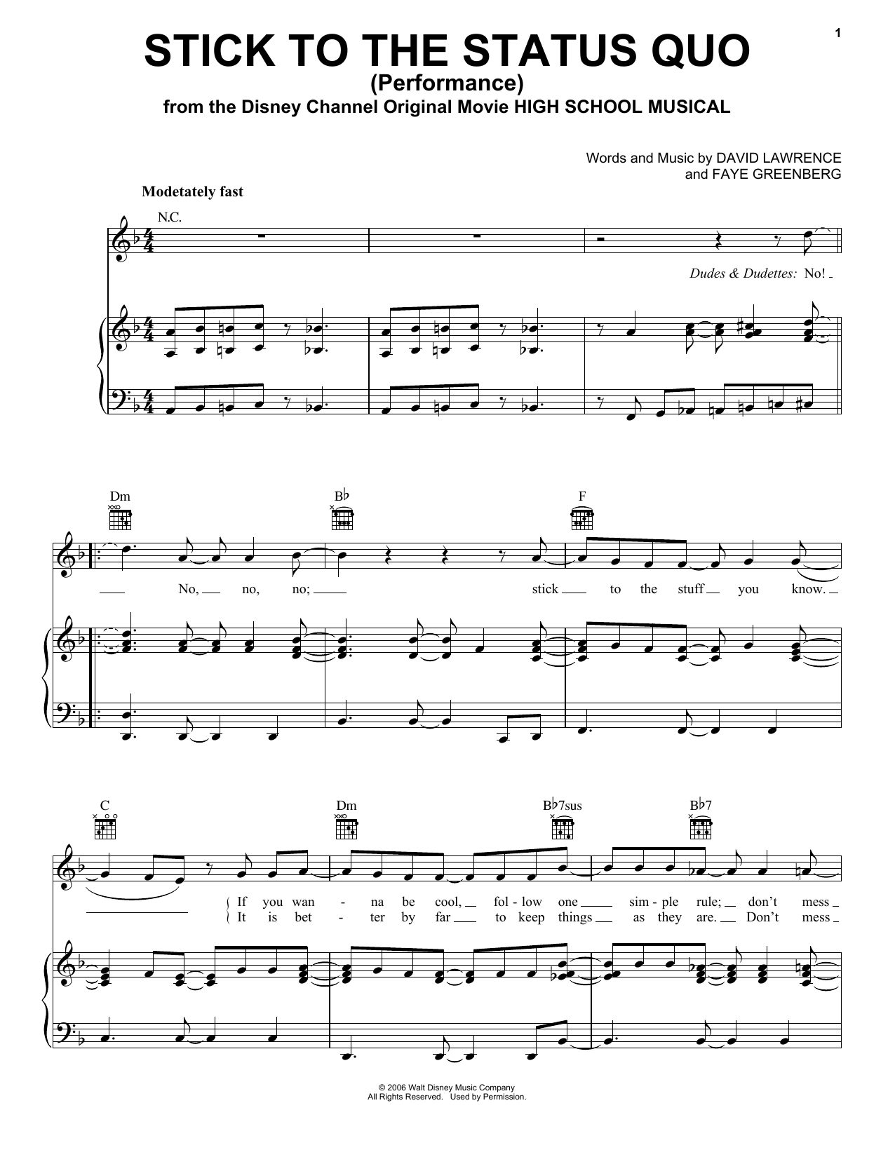 Learn to play Cast of High School Musical: The Musical: The Series Stick To The Status Quo (from High School Musical: The Musical: The Series) sheet music for Piano, Vocal & Guitar Chords (Right-Hand Melody) in minutes. Price: 6.9900$ Cast of High School Musical: The Musical: The Series Stick To The Status Quo (from High School Musical: The Musical: The Series) sheet music notes and chords arranged for Piano, Vocal & Guitar Chords (Right-Hand Melody)