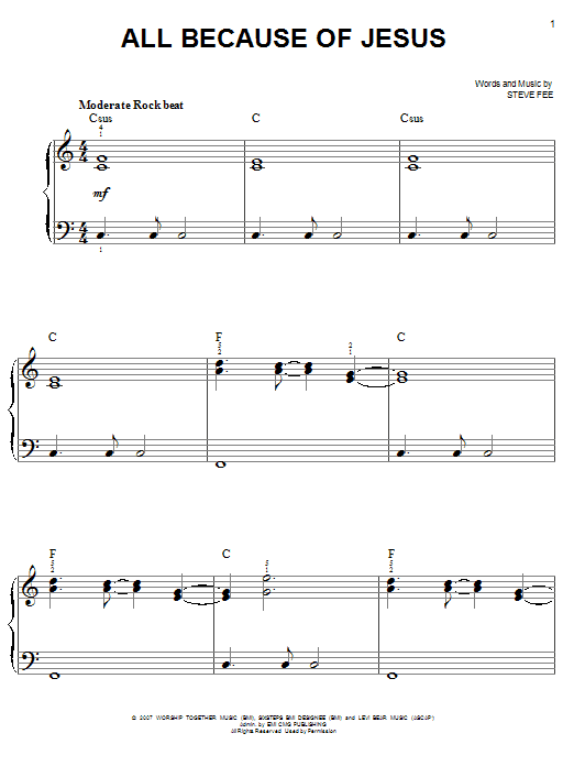 Casting Crowns All Because Of Jesus sheet music notes and chords. Download Printable PDF.