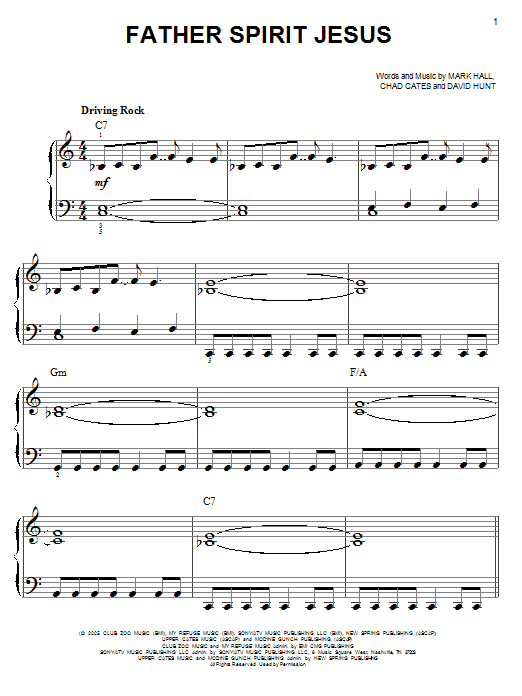 Learn to play Casting Crowns Father Spirit Jesus sheet music for Easy Piano in minutes. Price: 6.9900$ Casting Crowns Father Spirit Jesus sheet music notes and chords arranged for Easy Piano