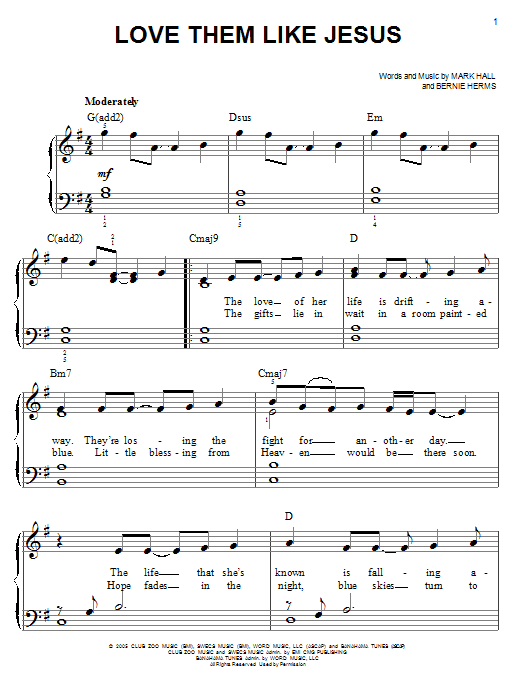 Casting Crowns Love Them Like Jesus sheet music notes and chords. Download Printable PDF.