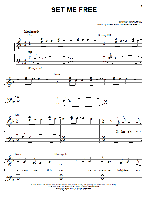 Casting Crowns Set Me Free sheet music notes and chords. Download Printable PDF.