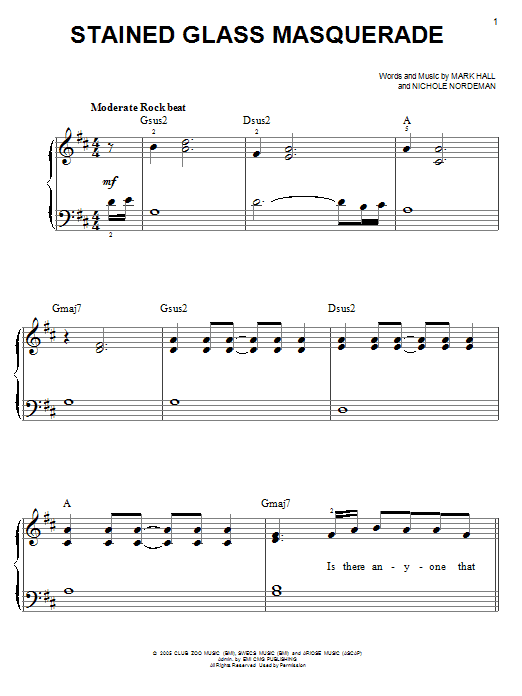 Casting Crowns Stained Glass Masquerade sheet music notes and chords. Download Printable PDF.