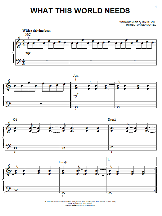 Learn to play Casting Crowns What This World Needs sheet music for Easy Piano in minutes. Price: 6.9900$ Casting Crowns What This World Needs sheet music notes and chords arranged for Easy Piano