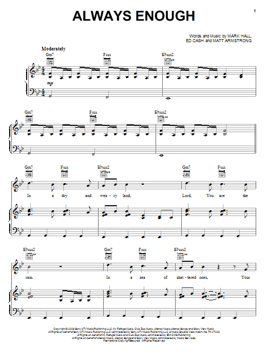 Casting Crowns Always Enough sheet music notes and chords. Download Printable PDF.