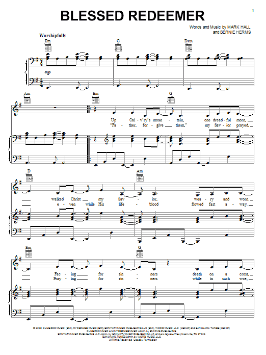 Casting Crowns Blessed Redeemer sheet music notes and chords. Download Printable PDF.