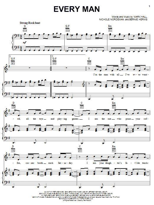 Casting Crowns Every Man sheet music notes and chords. Download Printable PDF.