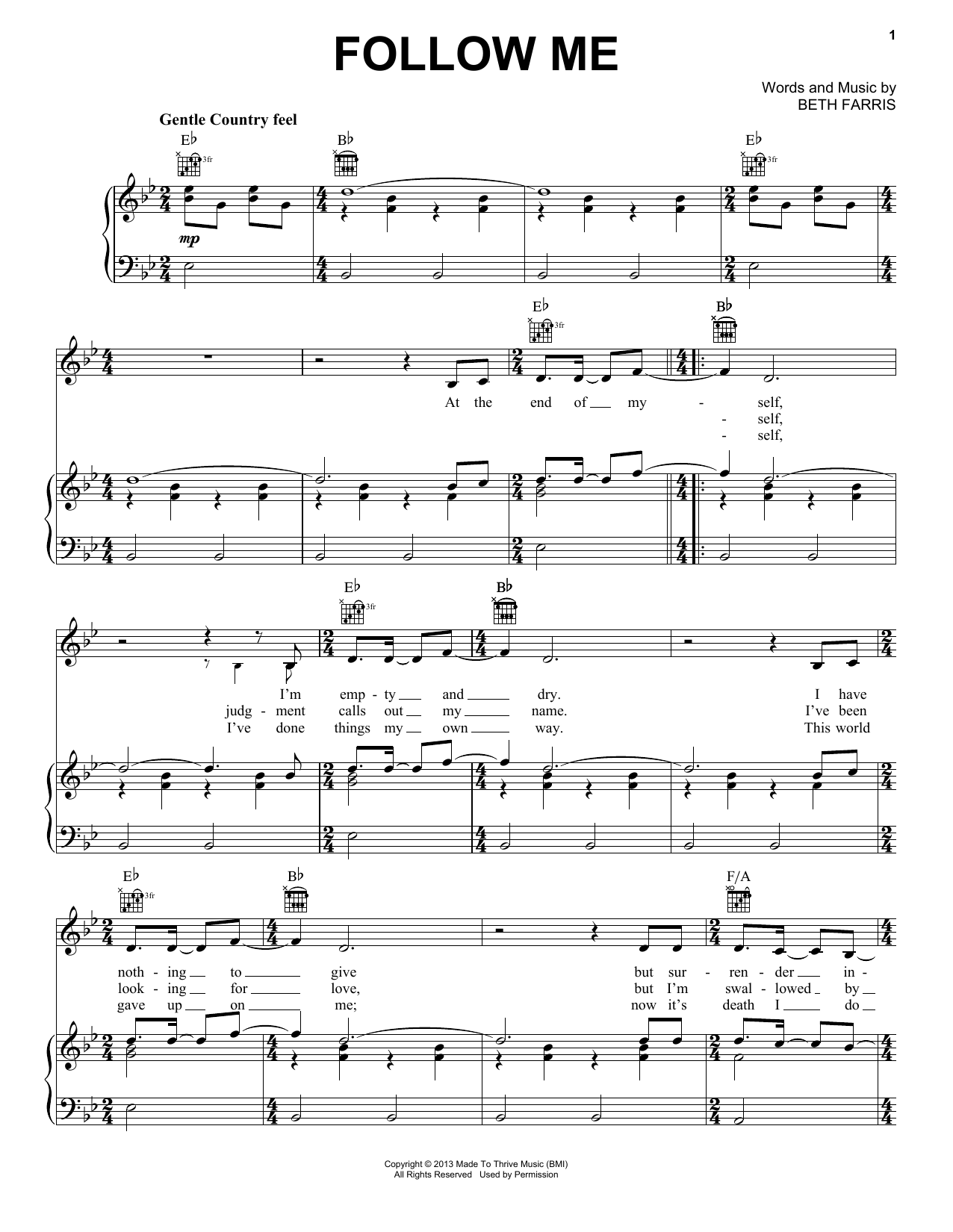 Casting Crowns Follow Me sheet music notes and chords. Download Printable PDF.