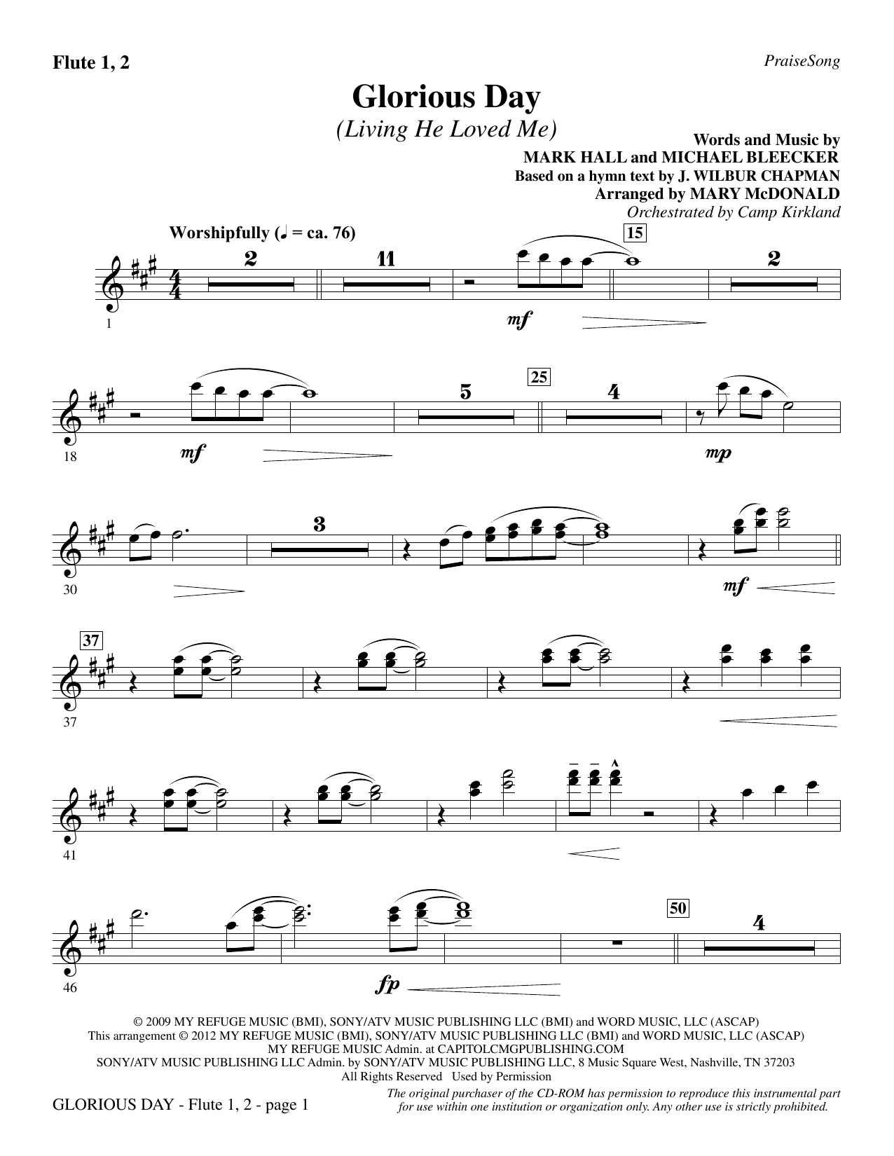 Casting Crowns Glorious Day Living He Loved Me Arr Mary Mcdonald Flute 1 2 Sheet Music Pdf Notes Chords Christian Score Choir Instrumental Pak Download Printable Sku