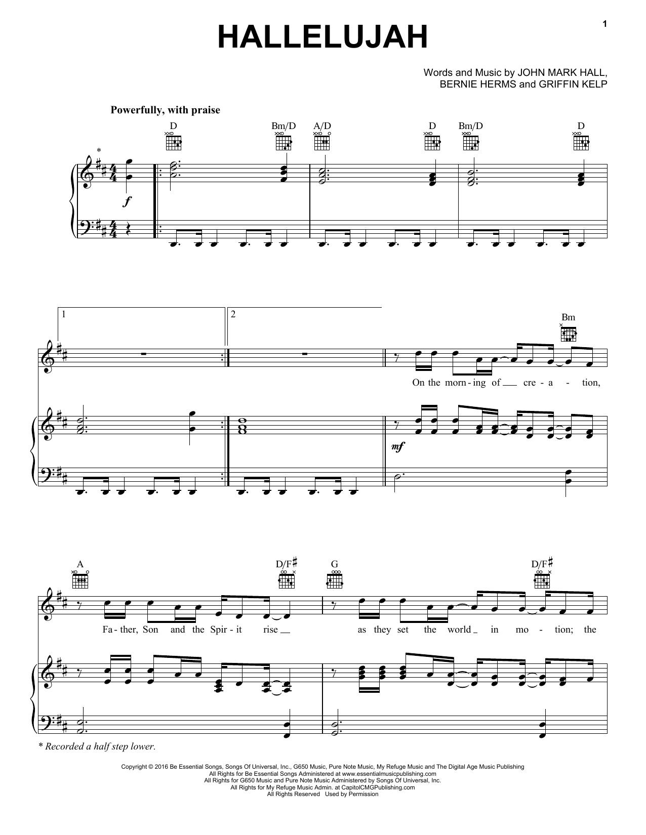 Casting Crowns Hallelujah sheet music notes and chords. Download Printable PDF.