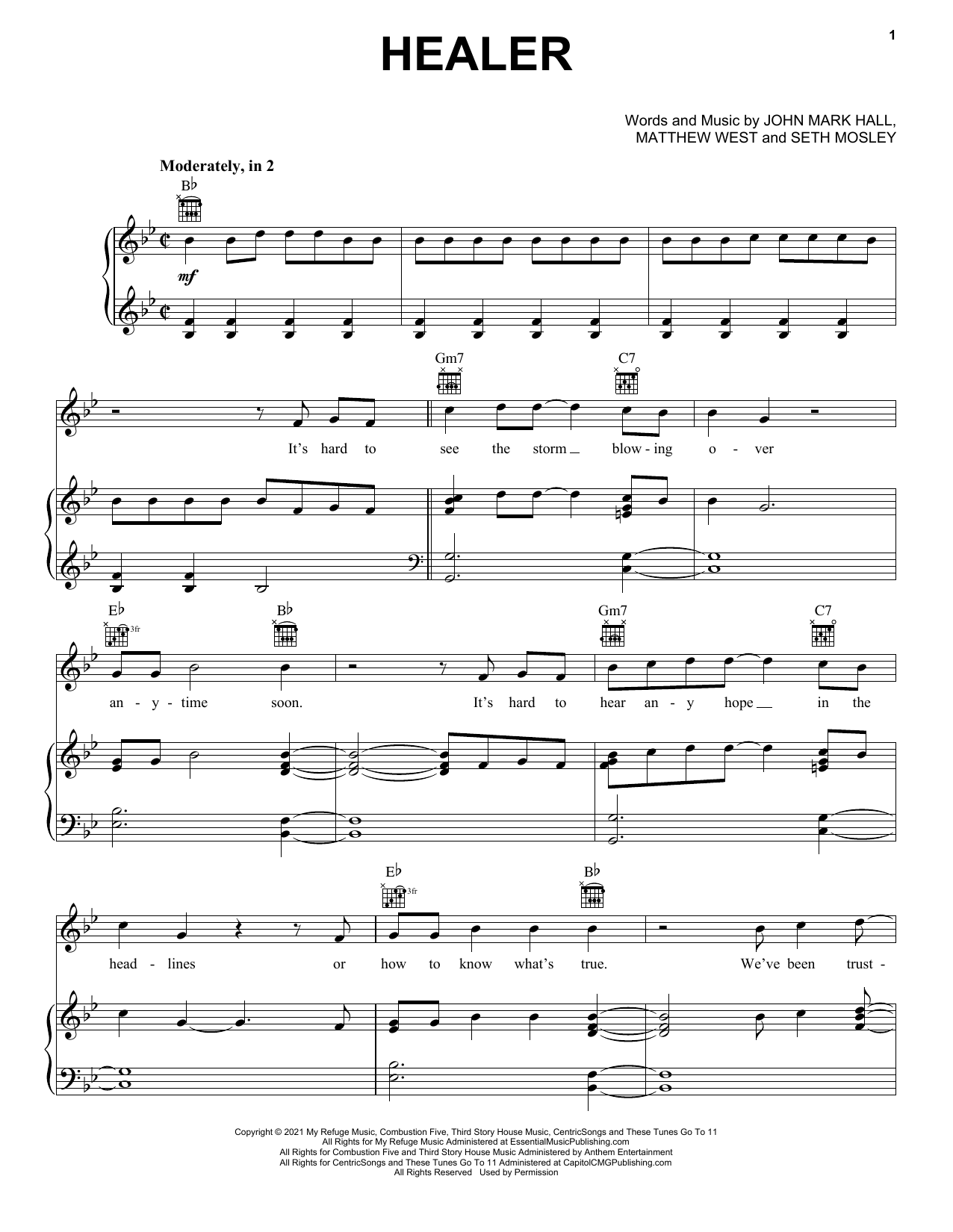 Casting Crowns Healer sheet music notes and chords. Download Printable PDF.