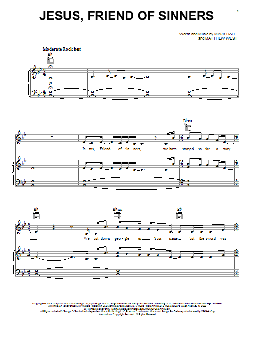 Casting Crowns Jesus Friend Of Sinners Sheet Music Pdf Notes Chords Sacred Score Piano Vocal Guitar Right Hand Melody Download Printable Sku 86450